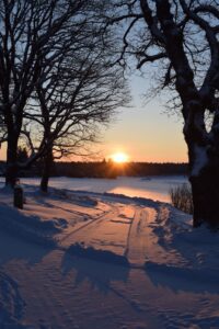 sunset at winter in finland